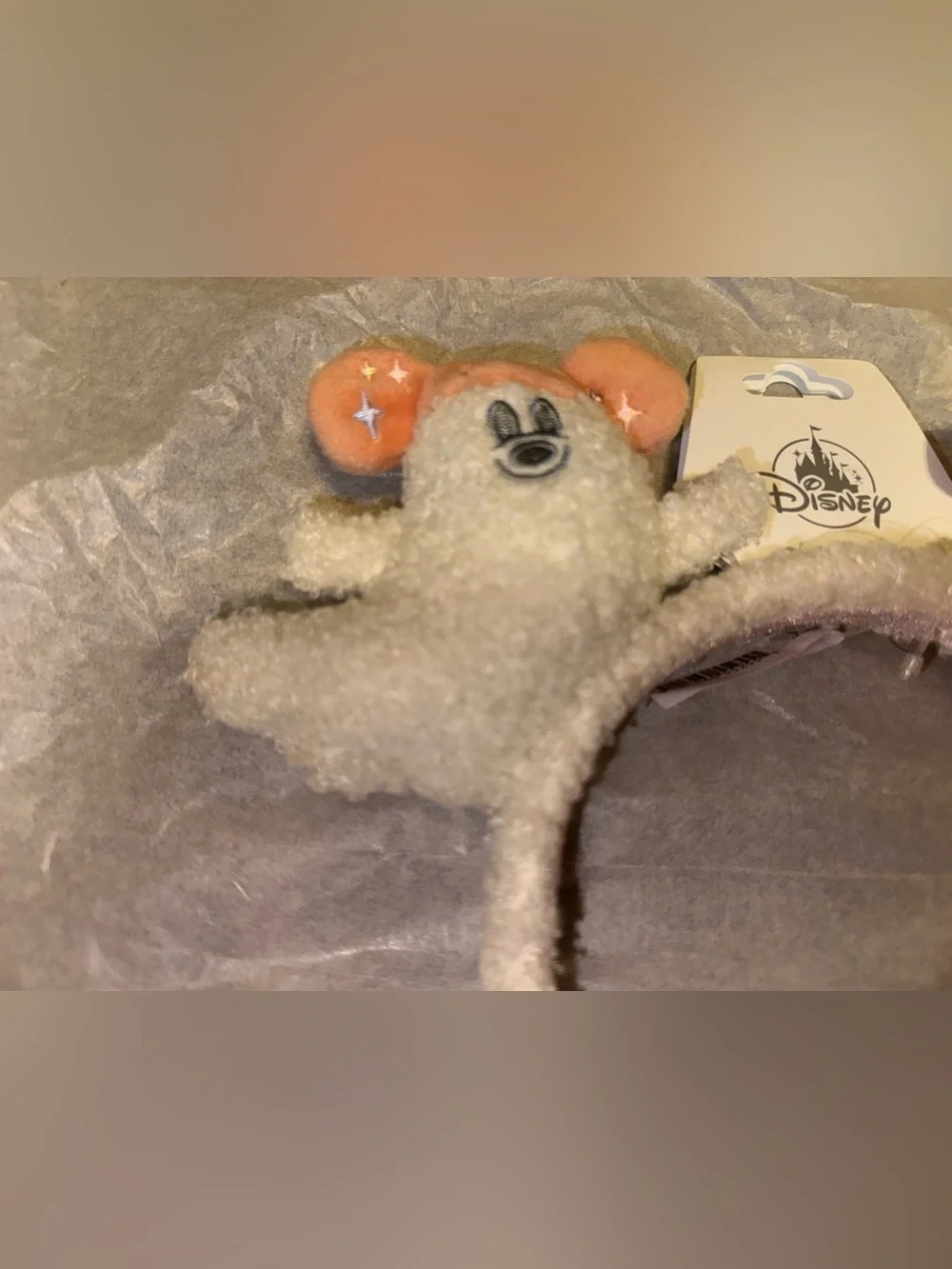 2026 Disney Parks Halloween Mickey Minnie PASTEL Ghost Plush Ears Headband NWT
